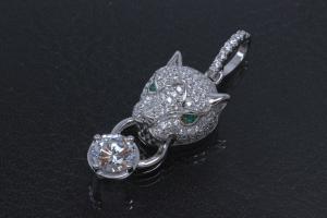 aLEm Pendant Tiger of Glory 925/- Silver rhodium plated, setted with white Zirconia,