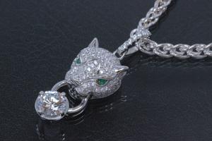 aLEm Pendant Tiger of Glory 925/- Silver rhodium plated, setted with white Zirconia,