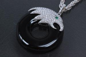 aLEm Pendant Hawk of Air 925/- Silver rhodium plated setted with white Zirconia,