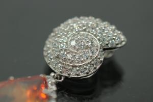 aLEm Pendant Teardrop and Top as a Ammonite 925/- Silver rhodium plated with champagne Zirconia and white Zirconia