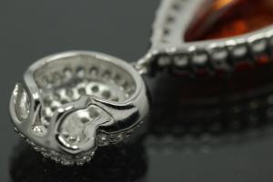 aLEm Pendant Teardrop and Top as a Ammonite 925/- Silver rhodium plated with champagne Zirconia and white Zirconia