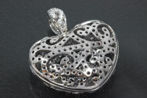 aLEm Anhänger Heart of the deep blue Love Night mit Zirkonia 925/- Silber rhodiniert,  poliert,