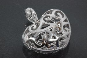 aLEm Anhänger Heart of Brightness and Love mit Zirkonia 925/- Silber rhodiniert,  poliert,