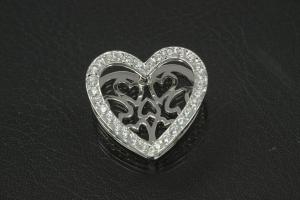 aLEm Anhänger Heart of Life mit Zirkonia 925/- Silber rhodiniert, poliert,