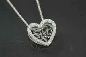 aLEm Pendant Heart of Life with Zirconia 925/- Silver rhodium plated, polished