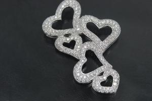 aLEm Anhänger Loving Hearts mit Zirkonia 925/- Silber rhodiniert, poliert,