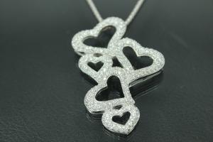 aLEm Anhänger Loving Hearts mit Zirkonia 925/- Silber rhodiniert, poliert,