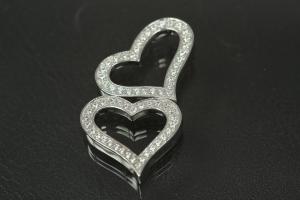 aLEm Pendant Dancing Heart with Zirconia 925/- Silver rhodium plated, polished,