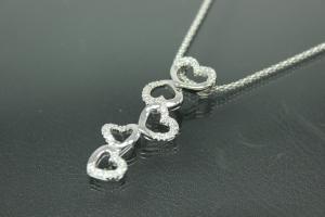 aLEm Anhänger Loving Hearts mit Zirkonia massiv 925/- Silber rhodiniert, poliert,