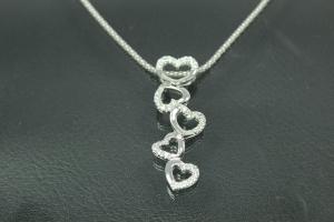 aLEm Pendant Loving Hearts with Zirconia 925/- Silver rhodium plated, polished,