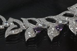 aLEm Collier  Lily Dream  925/- Silber rhodiniert mit weißen und amethystfarbenen Zirkonia mit Karabiner und Verlängerungskette, 