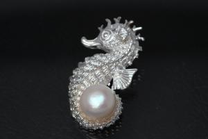 aLEm Pendant Seahorse with Pearl  925/- Silver