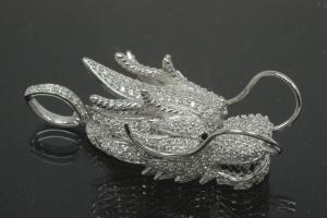 aLEm Pendant Dragon of Force 925/- Silver rhodium plated with Zirconia,