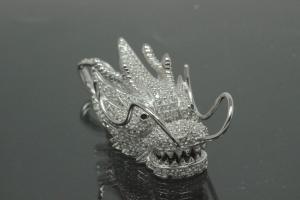 aLEm Pendant Dragon of Force 925/- Silver rhodium plated with Zirconia,