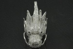 aLEm Drachenkopf Anhänger Dragon of Soul 925/- Silber rhodiniert mit Zirkonia