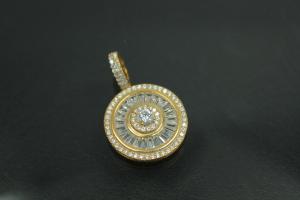 aLEm Pendant Global World Circle 925/- Silver gold plated with Zirconia,