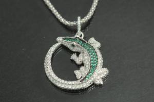 aLEm Pendant Crocodile 925/- Silver rhodium plated