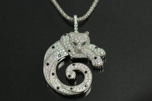 aLEm Pendant Gepard 925/- Silver rhodium plated,