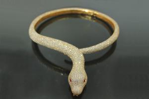 aLEm necklace Snake White Mamba 925/- Silver gold plated,body approx. Size Ø 8-16mm, head 40 x 24mm, inside neck size approx. 50cm length