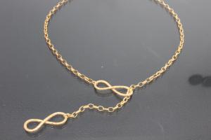 aLEm Necklace Infinity hammered 925/- Silver gold plated