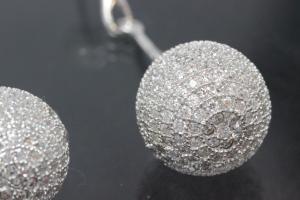 aLEm Earring Glittering World 925/- Silver rhodium plated with Cubic Zirconia, approx size high 44,5mm, wide 13,5mm, thickness 13,0mm, ball Ø13,0mm