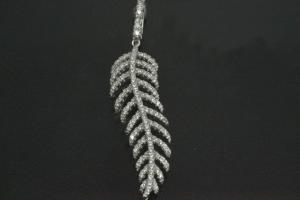 aLEm Ohrhänger mit Klappbügel Lovley Feather 925/- Silber rhodiniert, ca.Maße H 53,0mm incl. Brisur, B 11,5mm, MS 4,0mm,