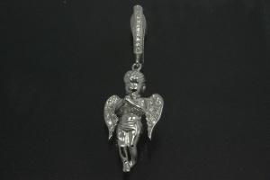 aLEm Ohrhänger mit Klappbügel Flying Angel 925/- Silber rhodiniert, ca.Maße H 42,0mm incl. Brisur, B 14,5mm, MS 7,0mm,