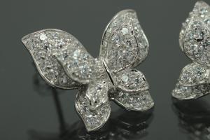 aLEm Earring Butterfly 925/- Silver rhodium plated with Zirconia, approx size.high 19,0mm, wide20,0mm, thickness 7,00mm, with ear post.