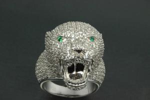 aLEm Ring Brüllender Puma - Wild Roaring Cougar 925/- Silber rhodiniert