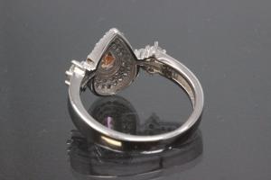 aLEm Ring Tropfen der Sonne - Teardrop of the Sun mit champagnerfarbenen und weißen Zirkonia 925/- Silber rhodiniert