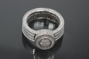 aLEm Ring alain LE mondial 925/- Silber rhodiniert mit weißen Zirkonia