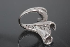 aLEm Ring Glitzernde wilde Wellen - Glittering Wild Waves 925/- Silber rhodiniert mit weißen Zirkonia