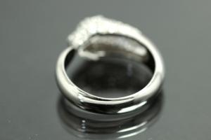 aLEm Ring Schwarzer Puma - Black Cougar 925/- Silber rhodiniert mit weißen/grünen Zirkonia