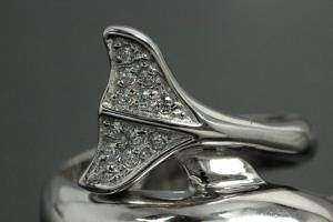 aLEm Ring Delphin 925/- Silber rhodiniert mit weißen Zirkonia