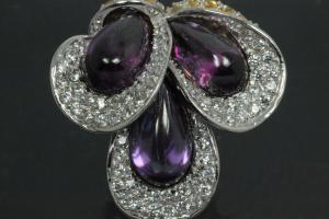 aLEm Ring Sprießende Calla - Sprouting Calla 925/- Silber rhodiniert mit weißen/gelben/amethystfarbenen Zirkonia