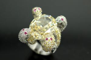 aLEm Ring Snakes of Glory 925/- Silver rhodium plated, with white/yellow/red Cubic Zirconia