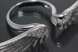 aLEm Ring Engelsflügel der Liebenden Wings of Lovers 925/- Silber rhodiniert mit weißen Zirkonia