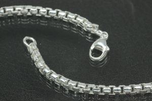 Karibikkette 925/- Silber massiv mit Karabiner ca. Ø3,30mm