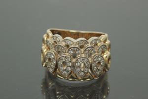 aLEm Juwelenring 585/- Gelbgold-Weißgold poliert / teilrhodiniert mit 51x Brillant gesamt ca.0,51ct W/si, Weite 53