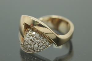 aLEm Juwelenring 585/- Gelbgold-Weißgold mit 42x Brillant gesamt ca. 0,61ct W/si, Weite 54