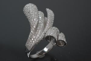 aLEm Ring Glitzernde wilde Wellen - Glittering Wild Waves 925/- Silber rhodiniert mit weißen Zirkonia